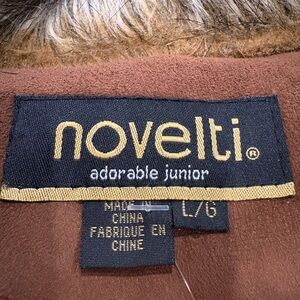 Novelti Brown Faux Suede Coat with Faux Fur Trim  L